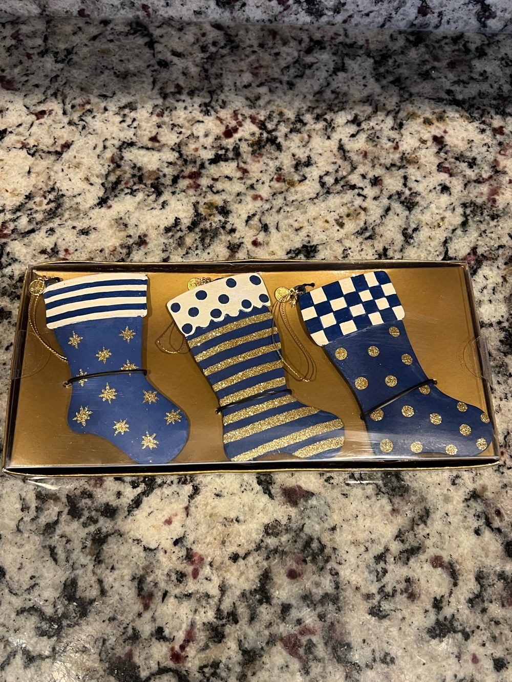 Mackenzie-Childs Royal Stocking Ornaments - Set of 3.  In original box.